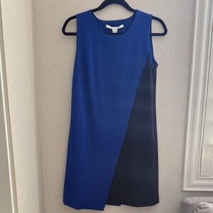 Diane Von Furstenberg Asymmetrical Blue and Black Dress